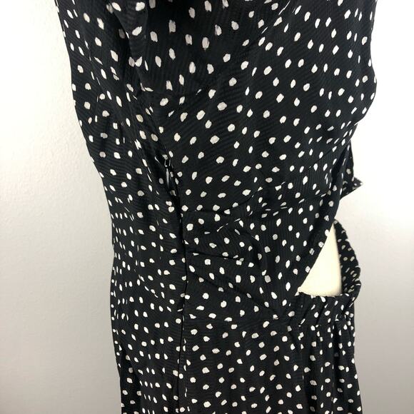 BY ANTHROPOLOGIE Agatha Midi Dress Black White Polka Dot Size 14 Twist Back - Picture 4 of 8